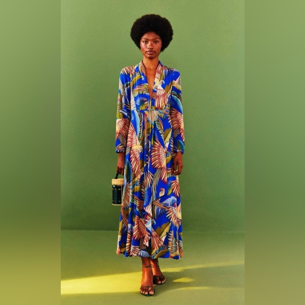 FARM Rio Blue Macaw Flight Maxi Dress